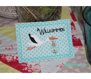 ITH - Postkarte Willkommen Storch